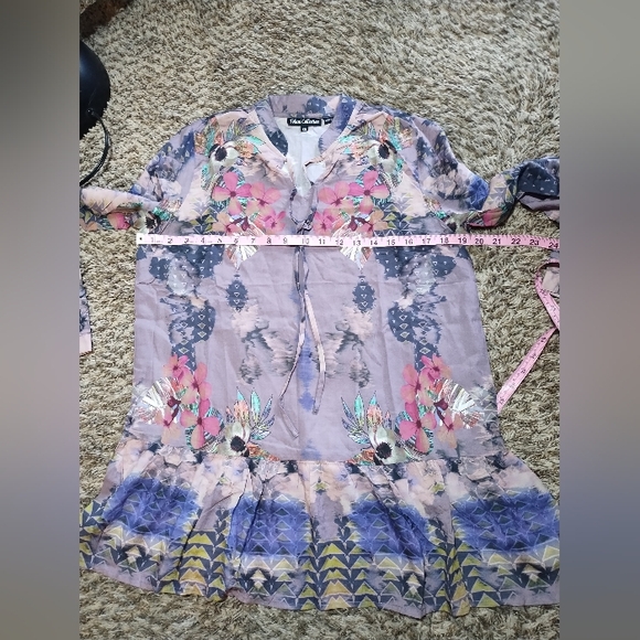 Tolani Collection Tunic Top Purple Boho Southwestern - Picture 15 of 16